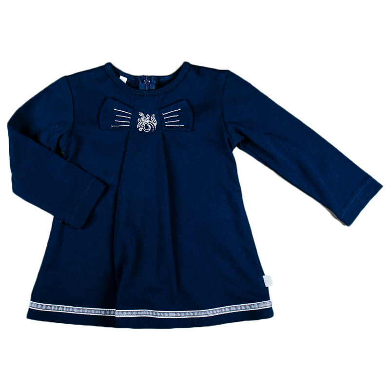 MMDadak Dívčí tunika se zdobenou mašlí - tmavě modrá