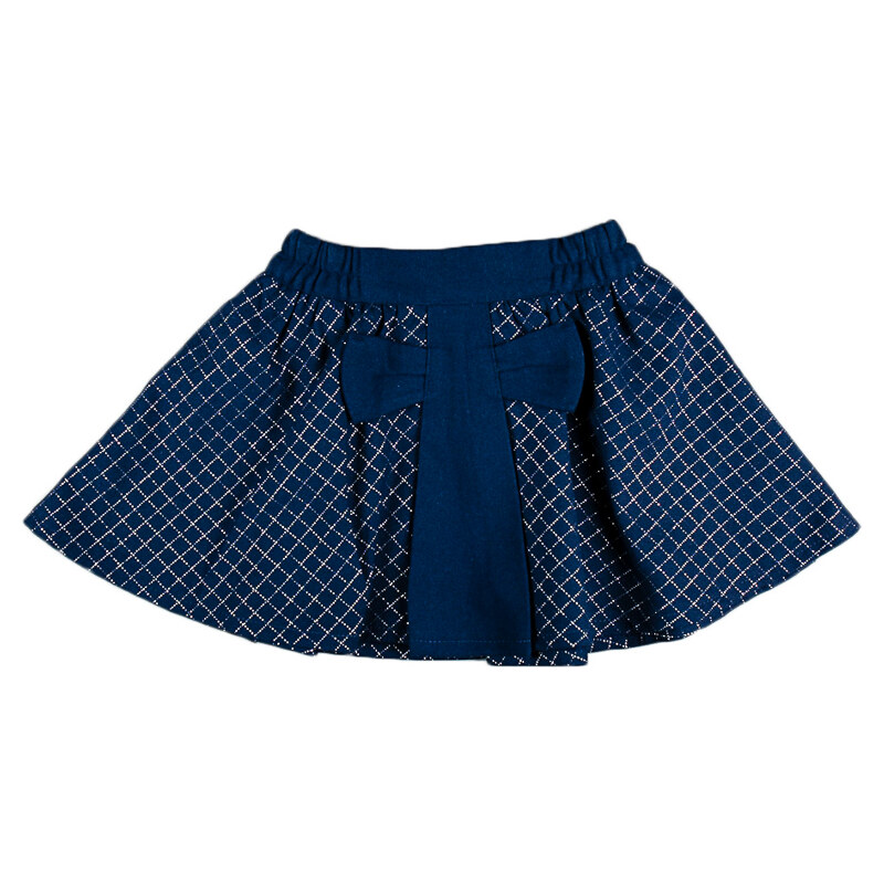 MMDadak Dívčí károvaná sukně s mašlí - tmavě modrá