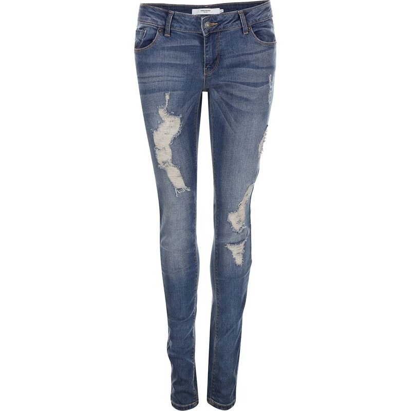 Modré super slim džíny s roztrhaným efektem Vero Moda Five
