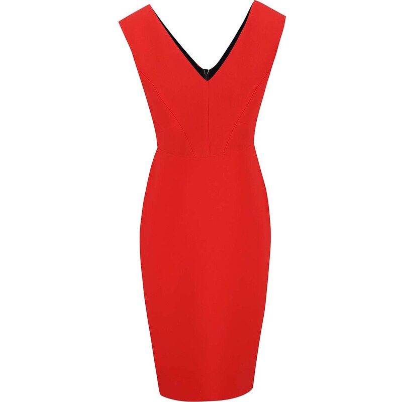 Červené šaty s véčkovým výstřihem Dorothy Perkins