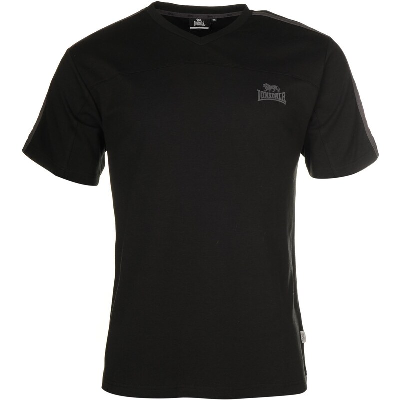 Sportovní tričko Lonsdale 2 Stripe V Neck pán. černá/modro-šedivá
