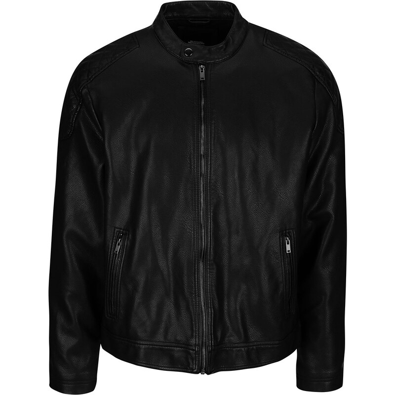 Černá koženková bunda Burton Menswear London