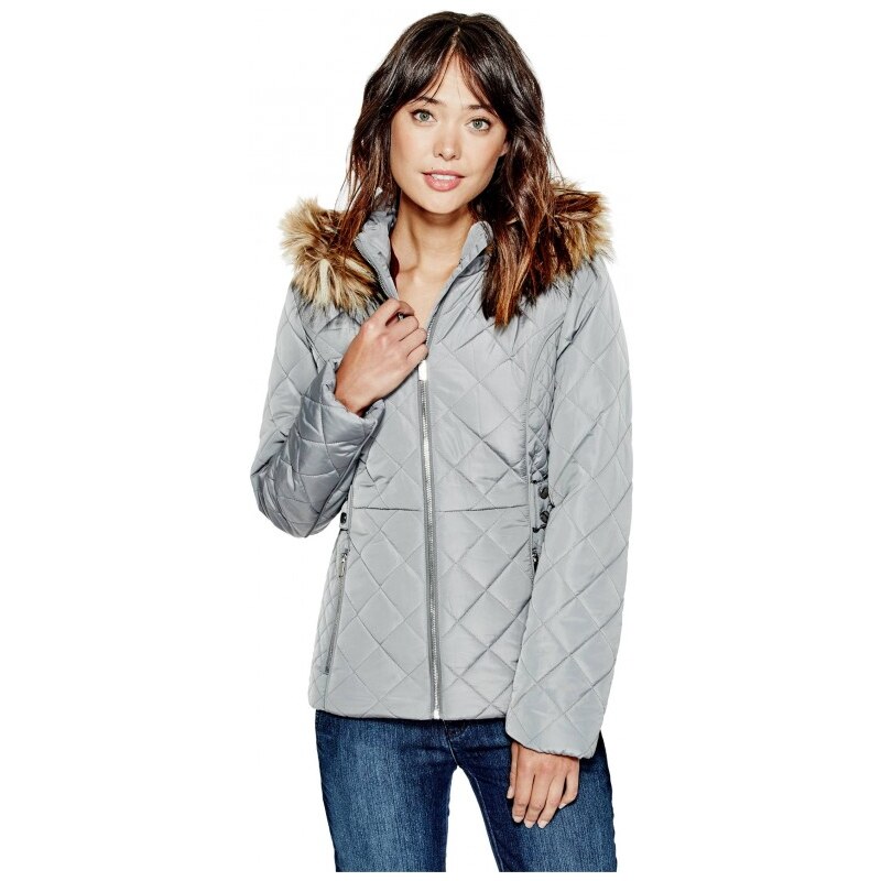 GUESS GUESS Luann Belted Puffer Jacket - stone grey