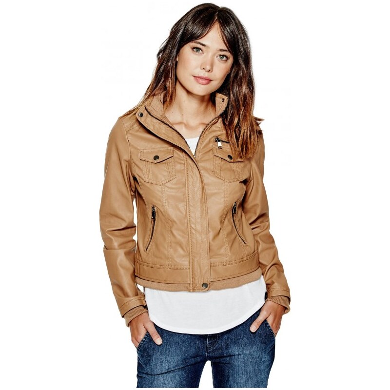 GUESS GUESS Junie Faux-Leather Jacket - camel
