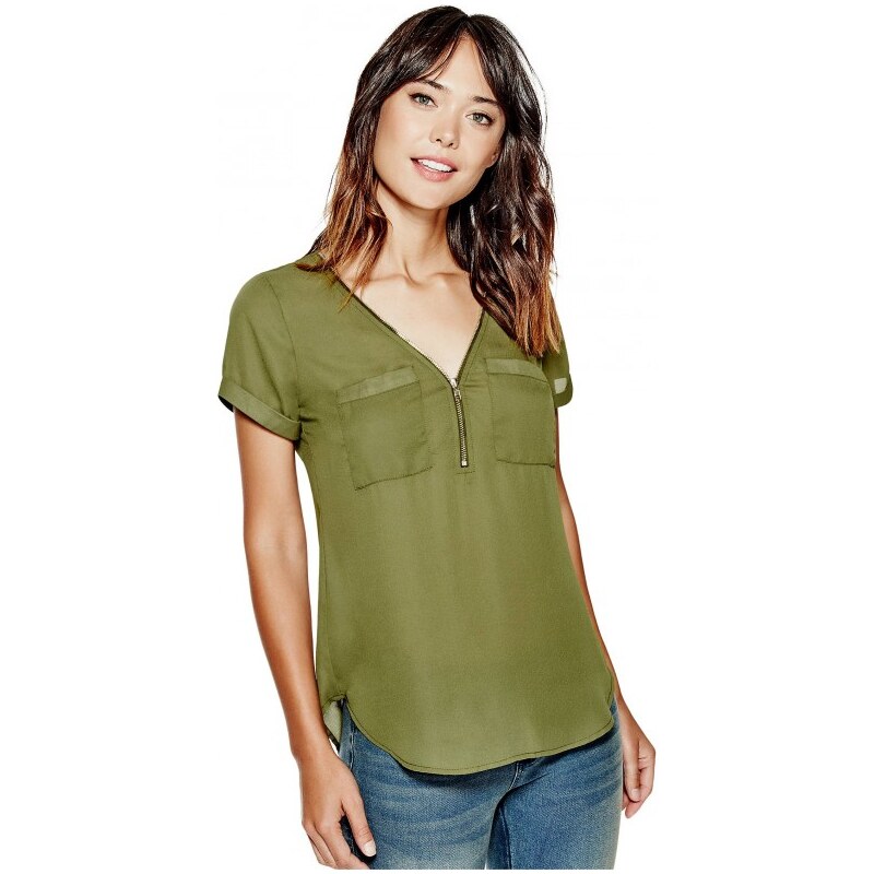 GUESS GUESS Lania Popover Shirt - dusty olive