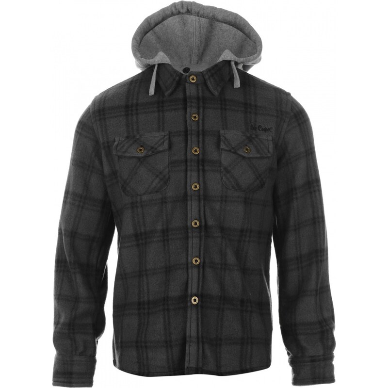 Lee Cooper Hooded Fleece Shirt Junior, charcoal/black