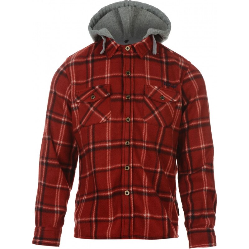 Lee Cooper Hooded Fleece Shirt Junior, red/navy/ecru