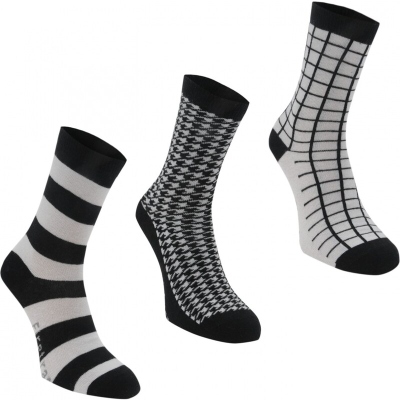 Firetrap 3 Pack Ladies Ankle Socks, black/white