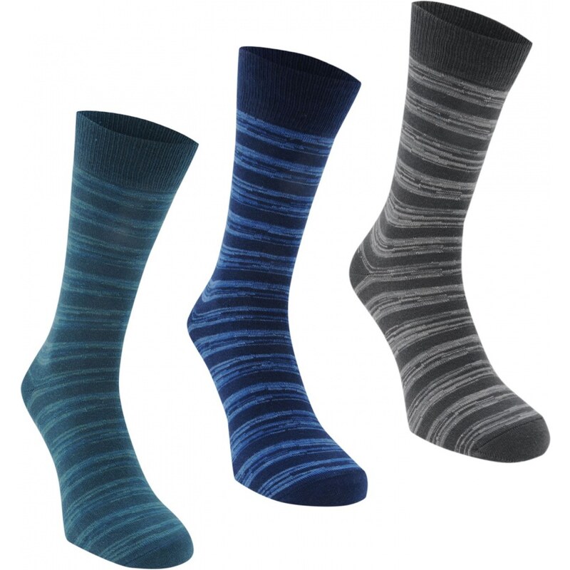 Firetrap 3 Pack Striped Mens Ankle Socks, blue/grey/eal