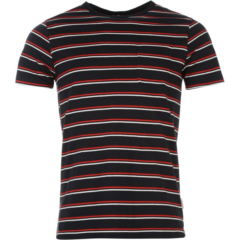 Soviet Double Stripe T Shirt Mens, navy/red