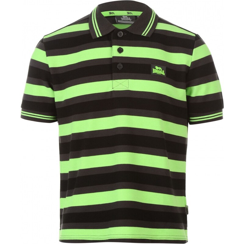 Lonsdale Block Stripe Polo Shirt Junior Boys, char/blk/green