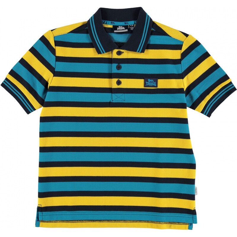 Lonsdale Block Stripe Polo Shirt Junior Boys, nvy/brblu/yell