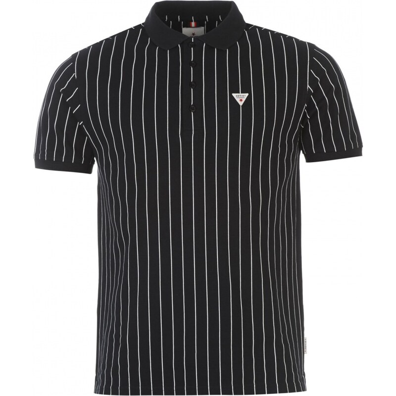 Soviet Vertical Stripe Polo Shirt Mens, navy