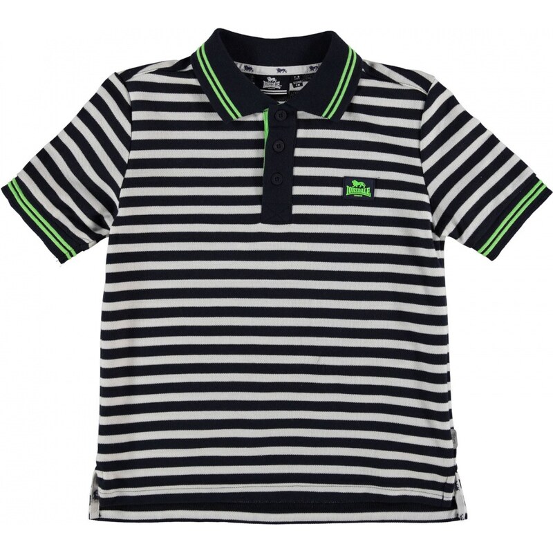 Lonsdale Stripe Polo Junior Boys, navy/wht/green