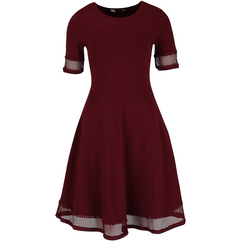 Vínové šaty s krajkovými lemy Dorothy Perkins