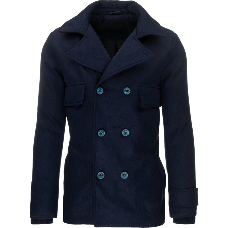 Coolbuddy Pánský dvouřadý kabát modré barvy 8965 Velikost: XXL