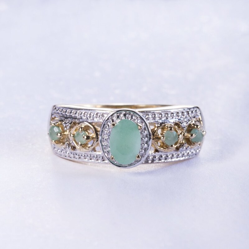 Pozlacený smaragdový prsten KLENOTA