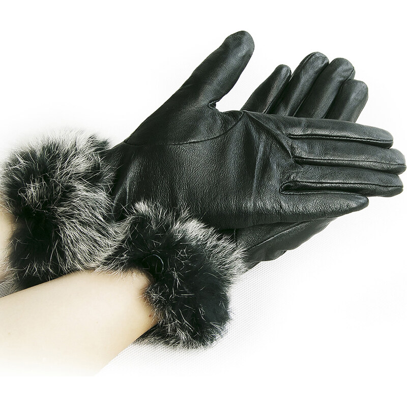 Fashion Icon Damské rukavice kožené s kožešinou ZR0001-0302