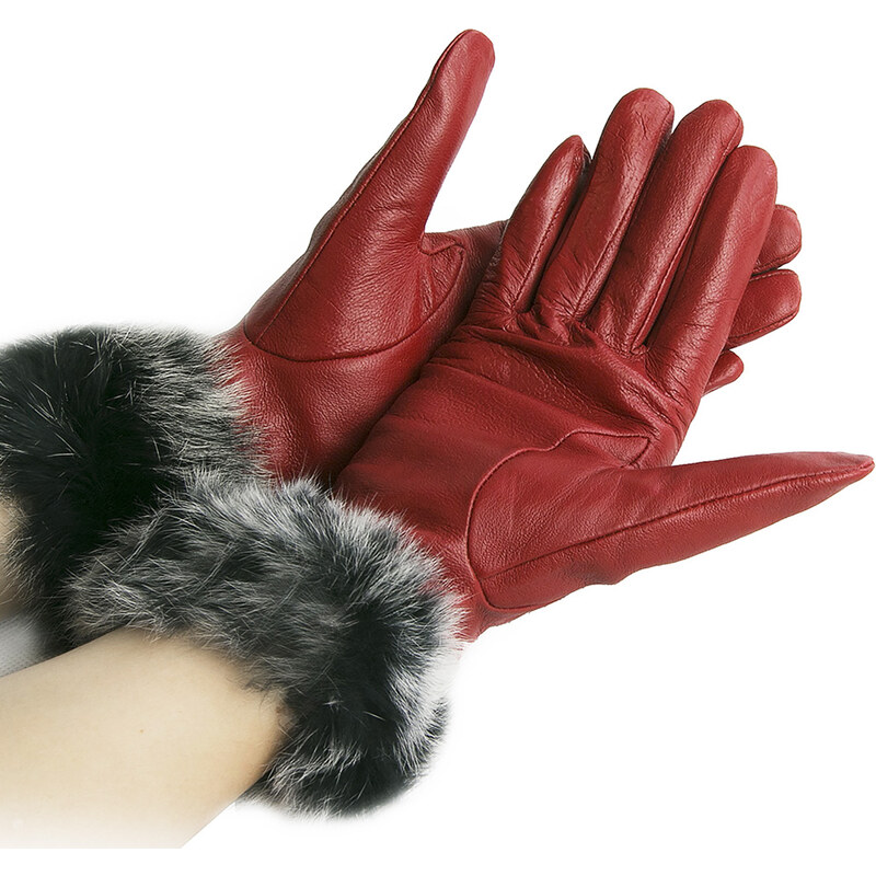 Fashion Icon Damské rukavice kožené s kožešinou ZR0001-0403