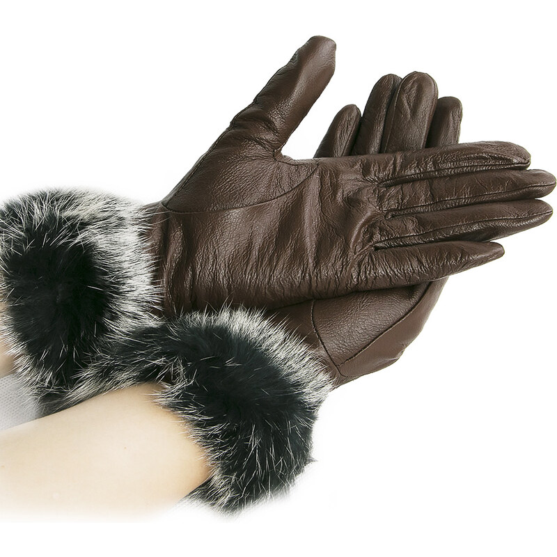 Fashion Icon Damské rukavice kožené s kožešinou ZR0001-0308