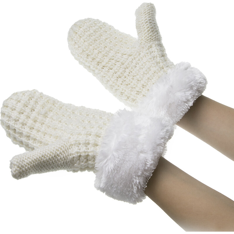 Fashion Icon Dámské pletené rukavice – palčáky s kožešinou ZR0002-0201