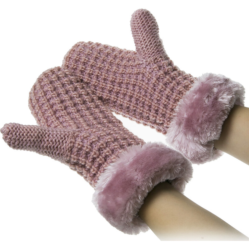 Fashion Icon Dámské pletené rukavice – palčáky s kožešinou ZR0002-0206