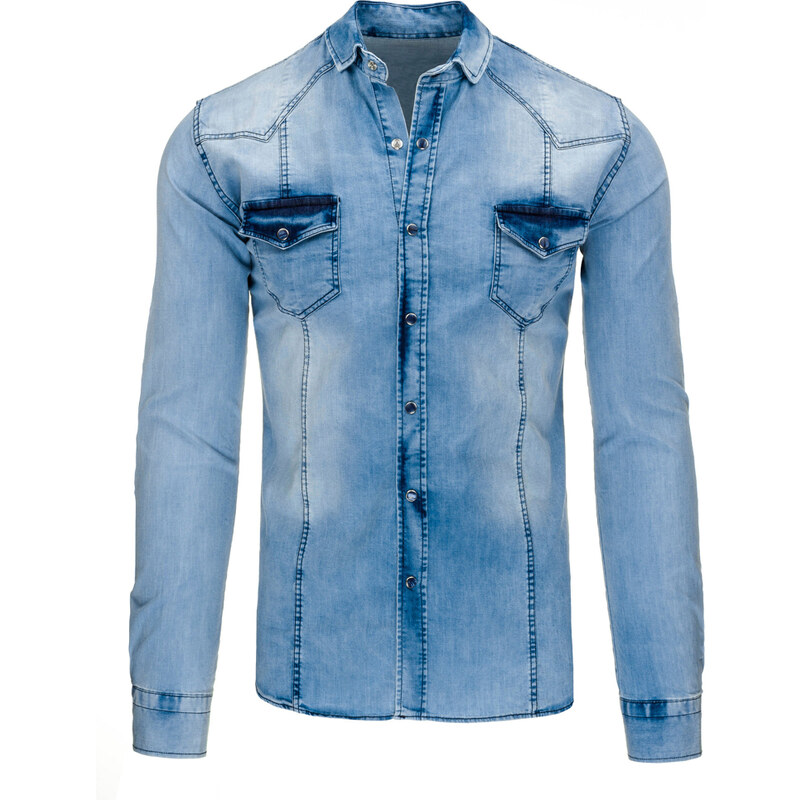Coolbuddy Pánská džínová košile s dlouhým rukávem 9151