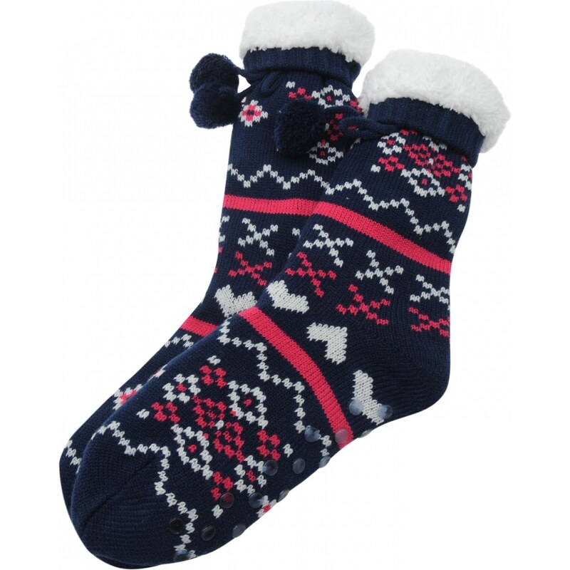 Mega Value Ladies One Pair Design Slipper Socks, navy