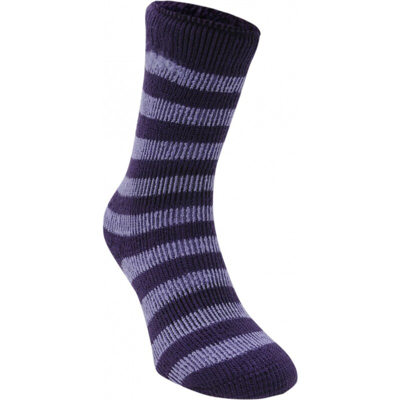 Mega Value Ladies Stripe Thermal Socks, purple