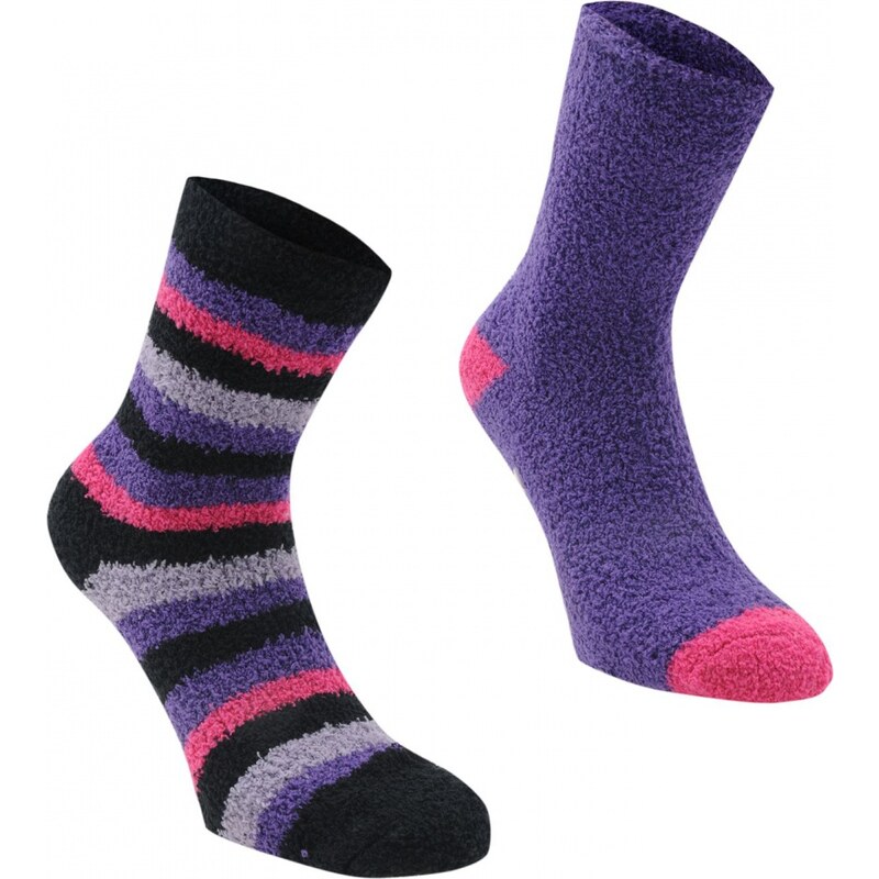 Mega Value Ladies Two Pack Cosy Socks, purple