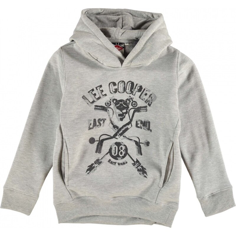 Lee Cooper Over The Head Bike Hoody Junior Boys, grey marl