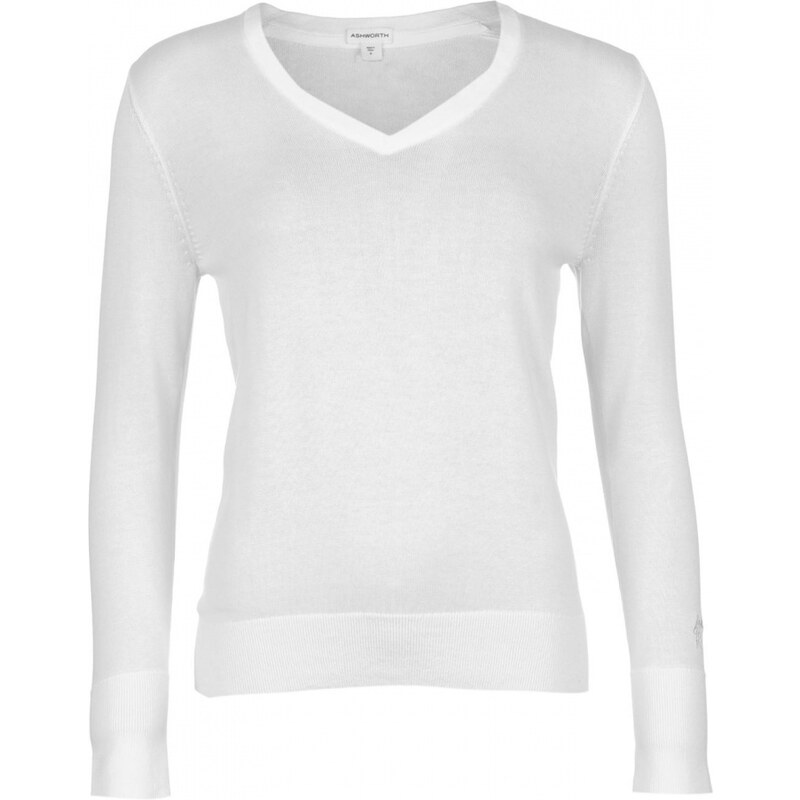 Ashworth V Neck Sweater Ladies, white