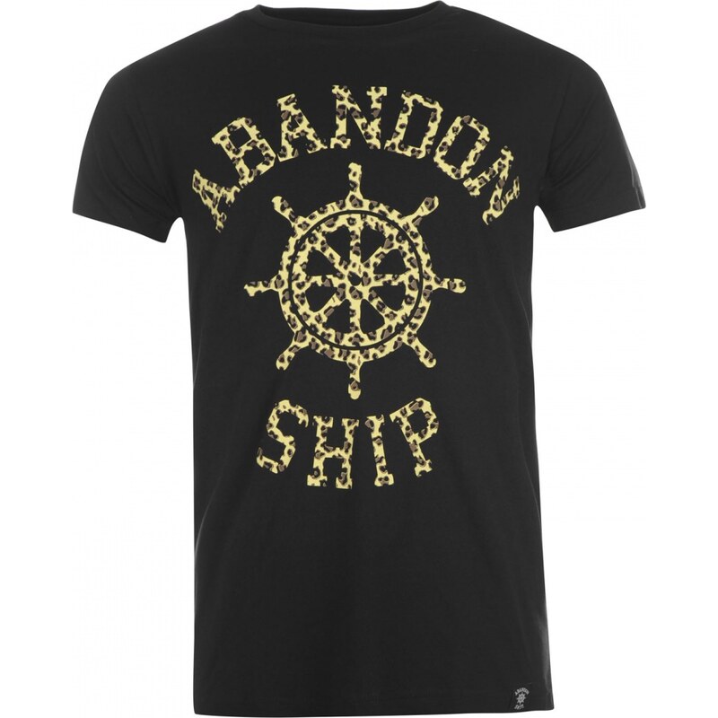 Abandon Ship T Shirt Mens, leopard wheel