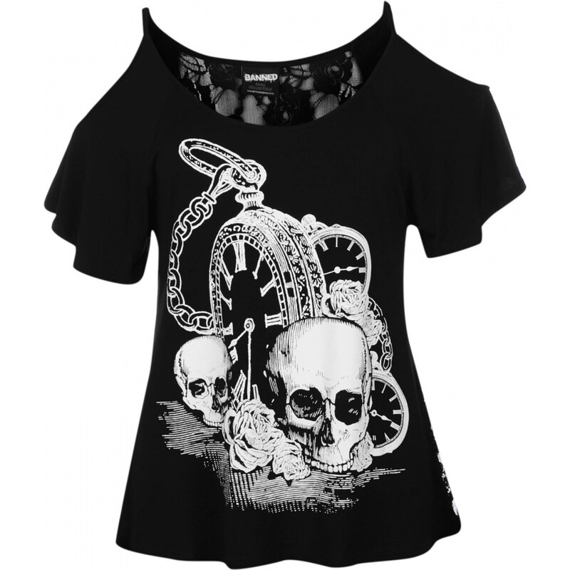 Banned Banned Crop T Shirt Ladies, skull