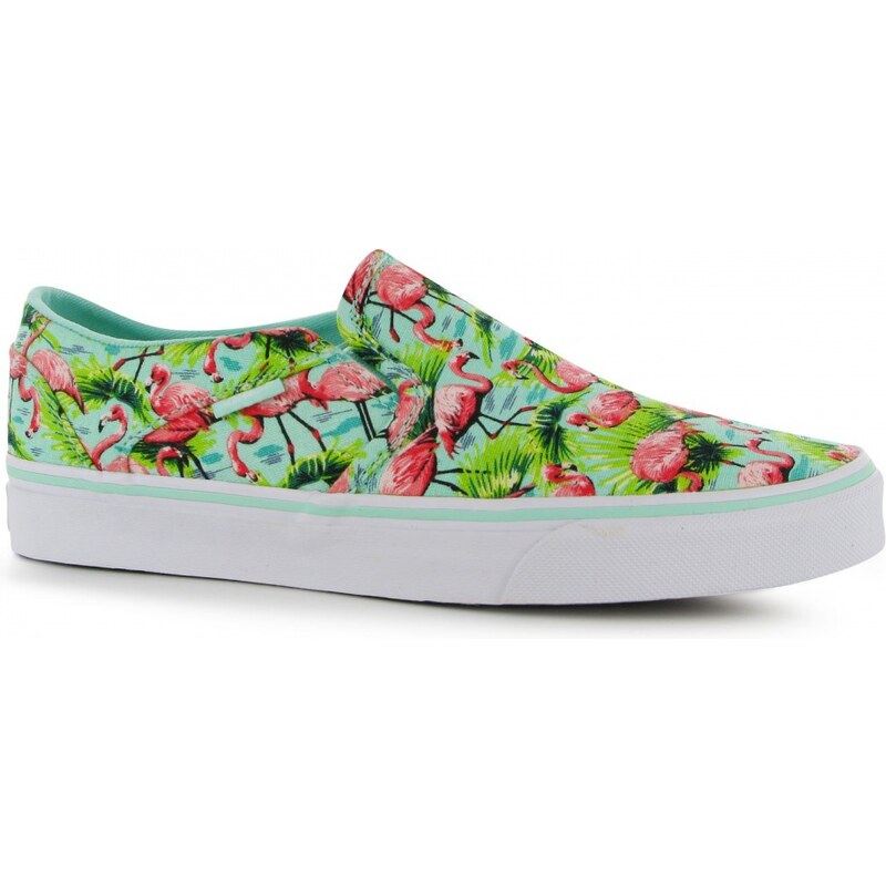 Vans Asher Canvas Slip on Shoes, mint flamingo