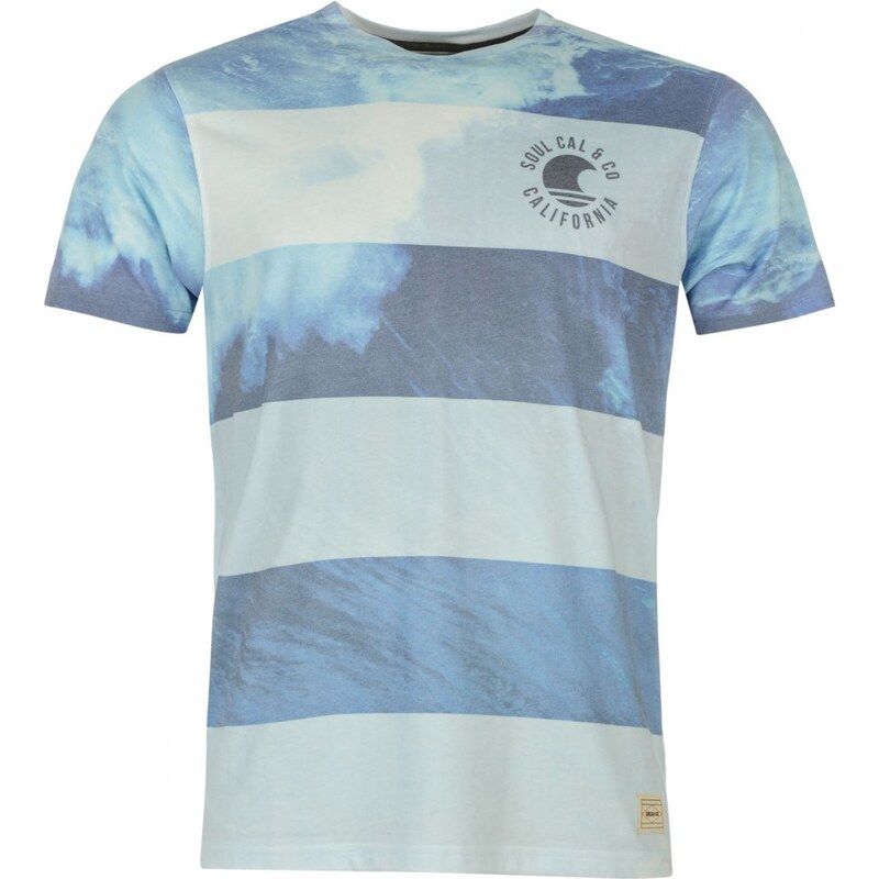 Soul Cal SoulCal Wave Striped Sub T Shirt Mens, blue