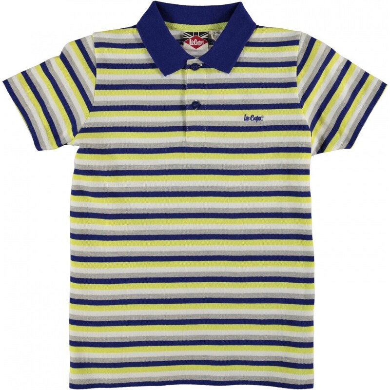 Lee Cooper Stripe Polo Junior Boys, royal/yell/wht