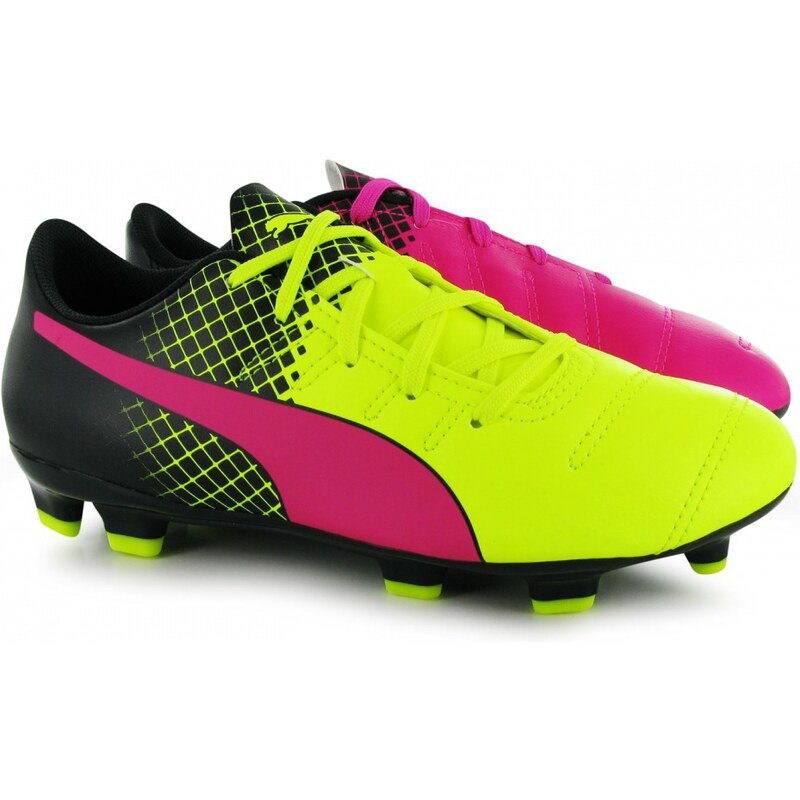 Puma evoPower 4 FG Football Boots Junior, pink/yellow