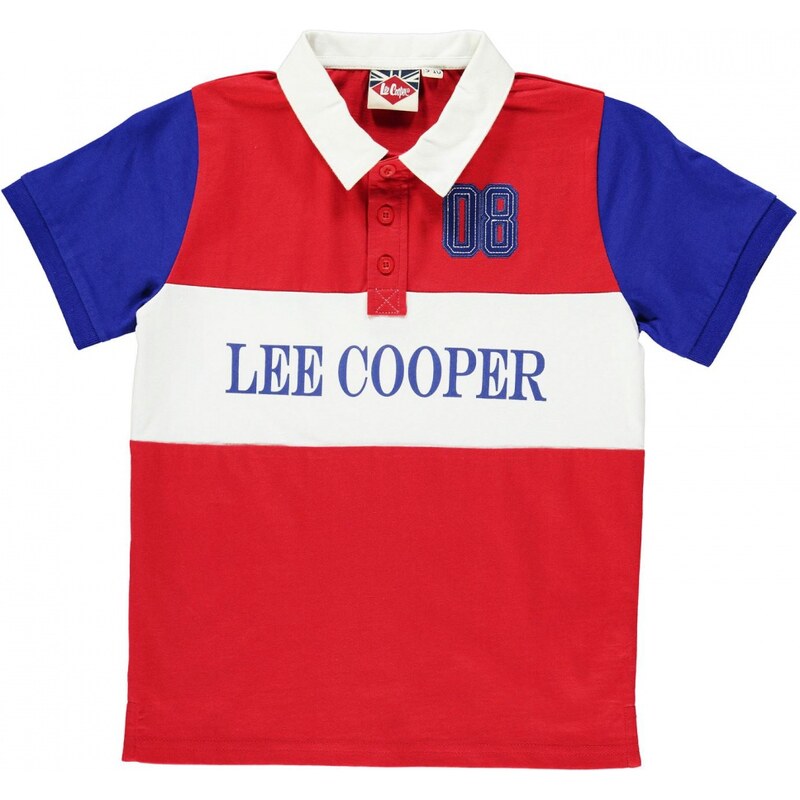 Lee Cooper Short Sleeve Rugby Top Junior Boys, red/white/blue