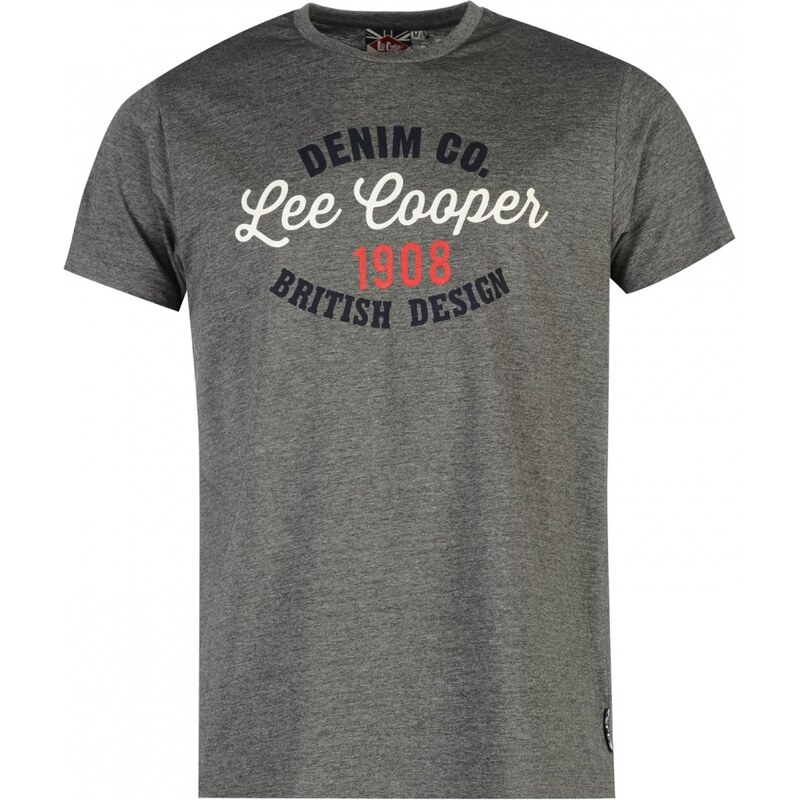 Lee Cooper Cooper Vintage T Shirt Mens, charcoal marl