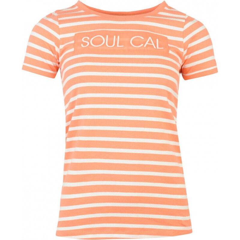 Soul Cal SoulCal Crew T Shirt Ladies, coral/white
