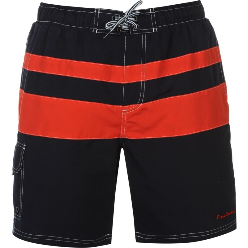 Pierre Cardin Pocket Colour and Stripe Swim Shorts Mens, navy/red