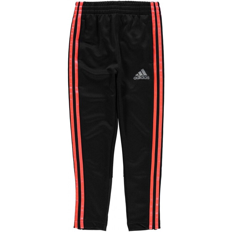Adidas 3 Stripe Fleece Jogging Bottoms Junior Boys, black/solarred