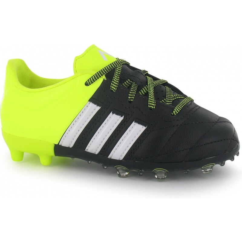 Adidas Ace 15.1 Leather FG Childrens Football Boots, black/yellow