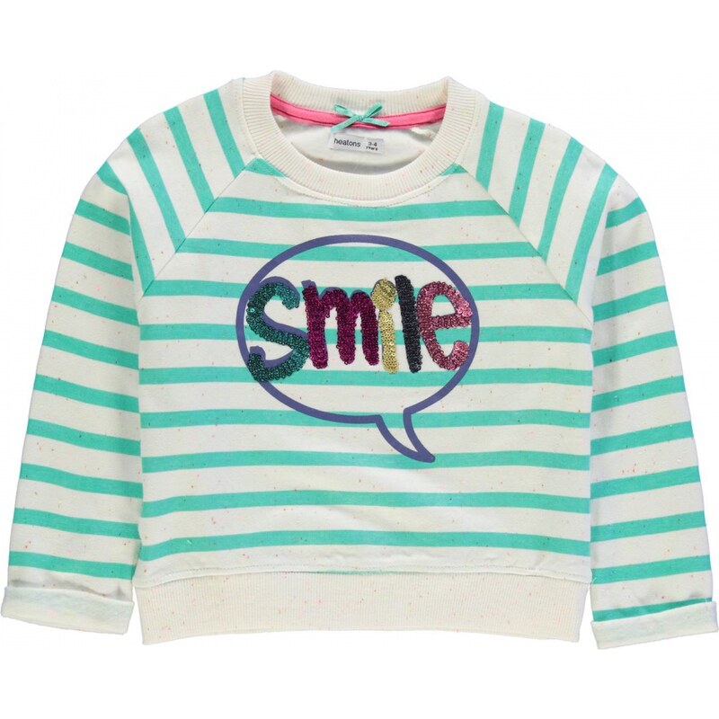 Heatons Smile Slogan Crew Sweater Child Girls, cream