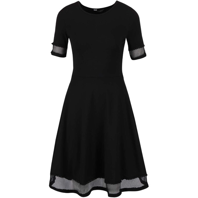 Černé šaty se síťovaným lemem Dorothy Perkins