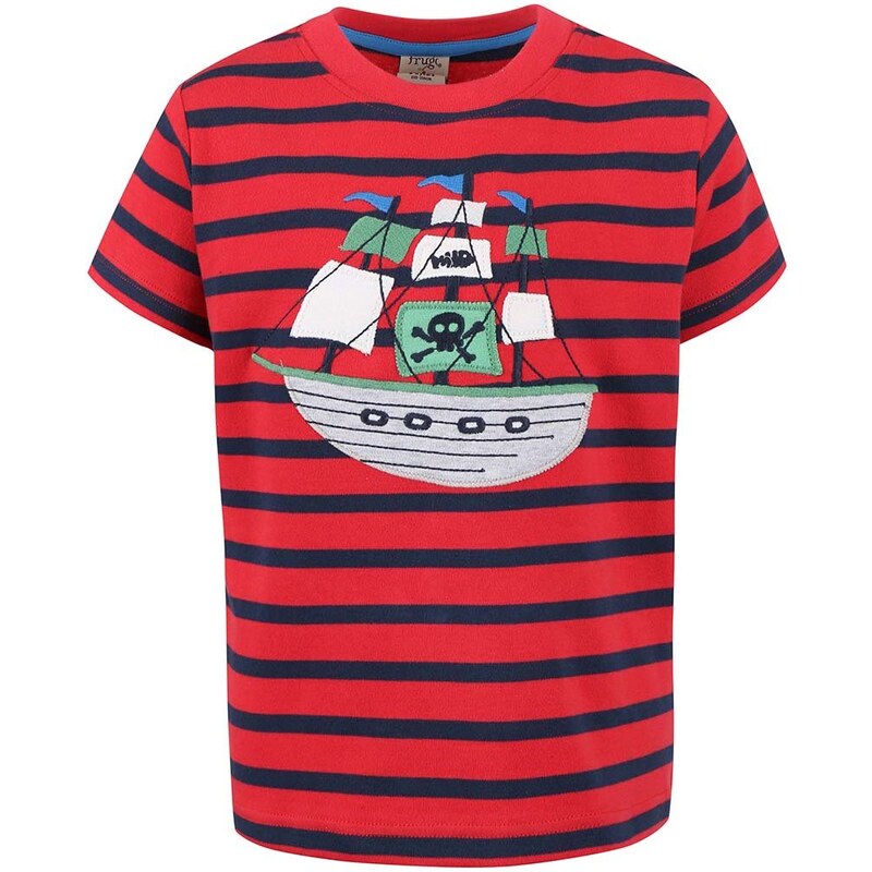 Červené chlapecké tričko s loďkou Frugi Ollie