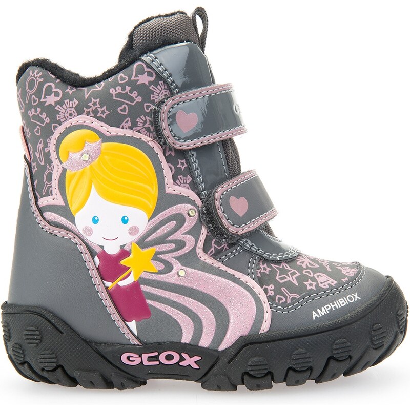Geox Dívčí zateplené svítící kotníkové boty B Gulp B Girl Abx - šedé