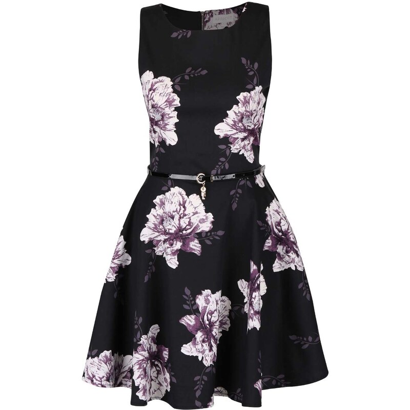 Černé šaty s fialovými květy Apricot