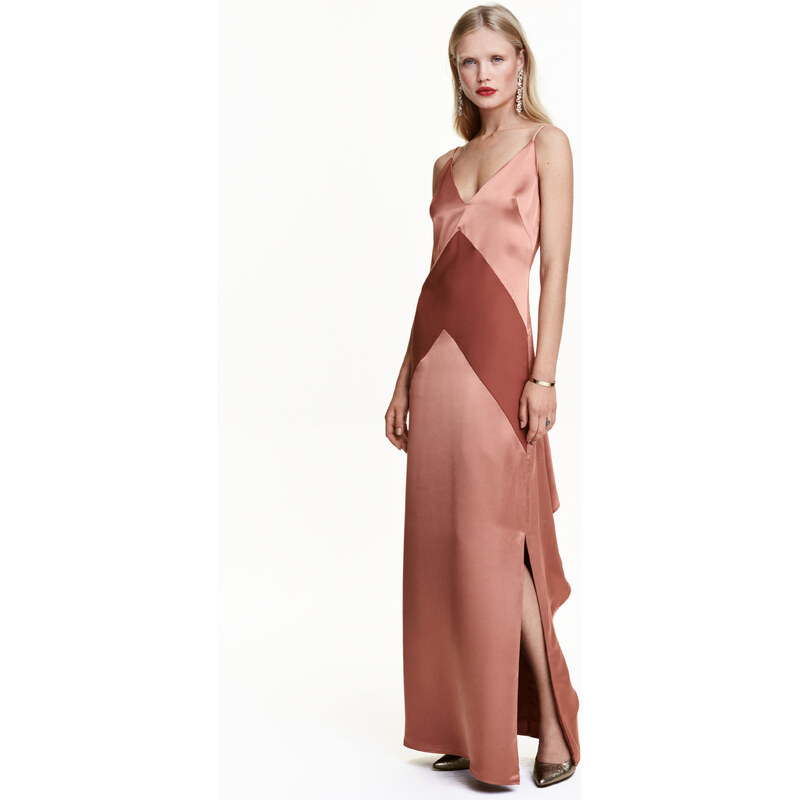 H&M Dlouhé saténové šaty
